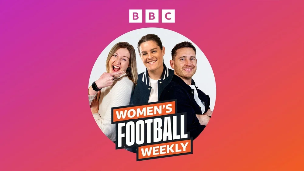 Ellen White, Jen Beattie and Ben Haines on Women's Football Weekly logo